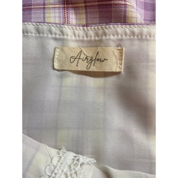 Airyflow Womens Mini Dress Medium Purple Plaid Lace Trim Preppy Fairycore - Picture 4 of 7